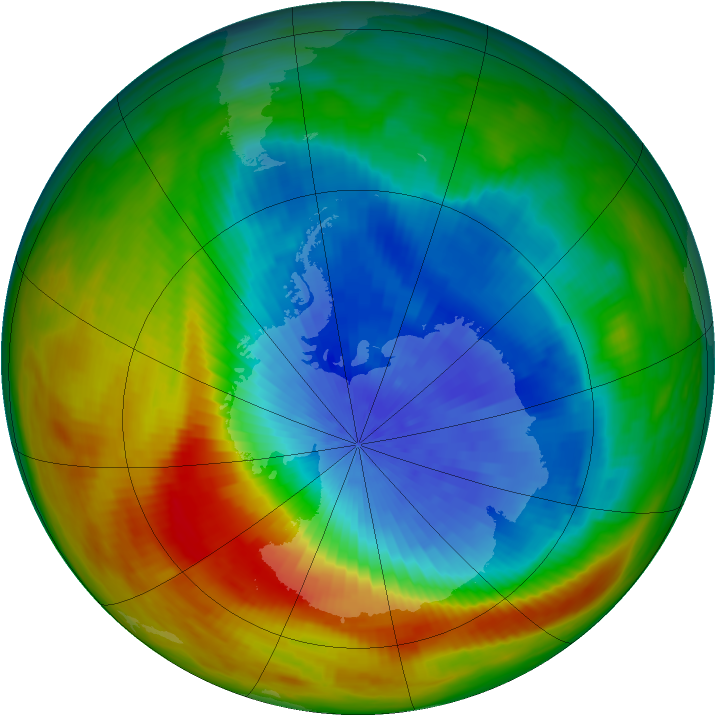 Antarctic ozone map for 07 October 1982